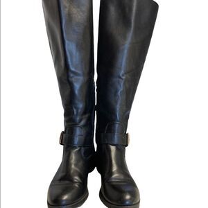 MERONA, Equestrian Riding Boots, Black, Size 8,Quilted Pattern, Knee High
